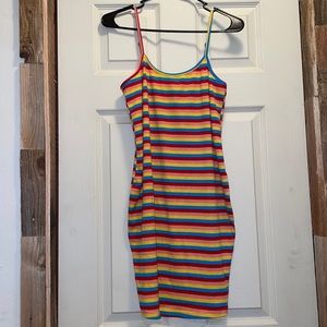 Maternity Rainbow Striped Bodycon Dress